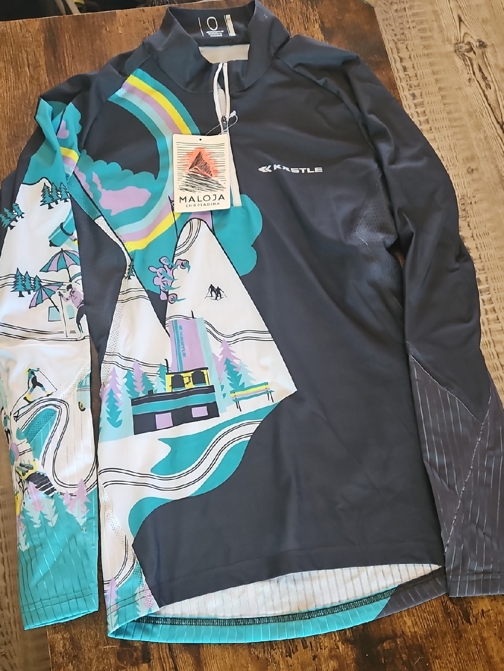 Malo Women's Long Sleeve Tee - Black with Teal Graphic